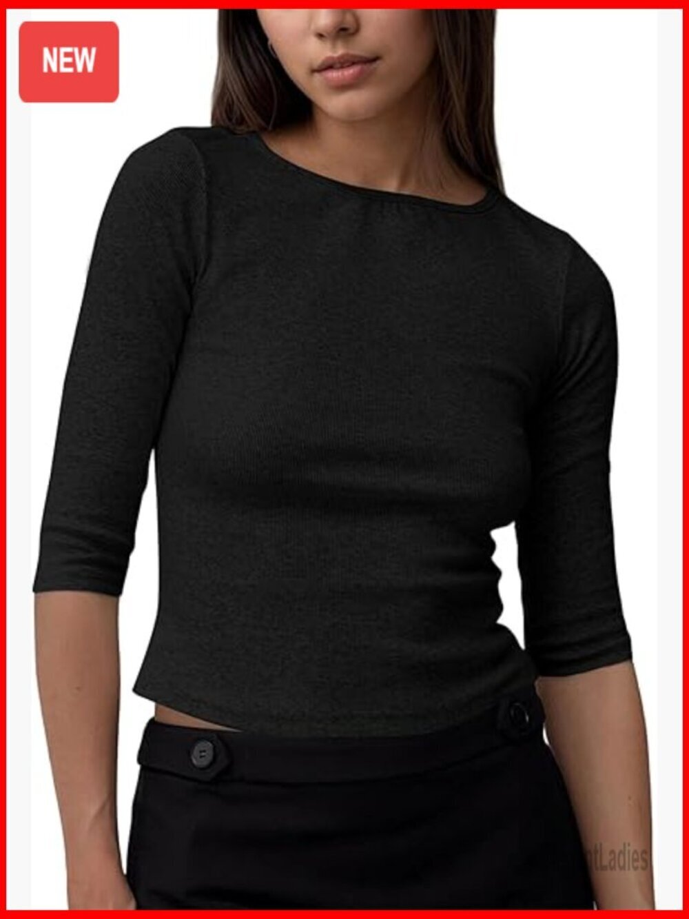 Slim Fit Ribbed Knit Half Sleeve Crew Neck Tee Lightweight Cotton Blend
